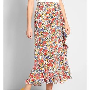 ModCloth-Wild Pony Floral Tied Long Skirt XL